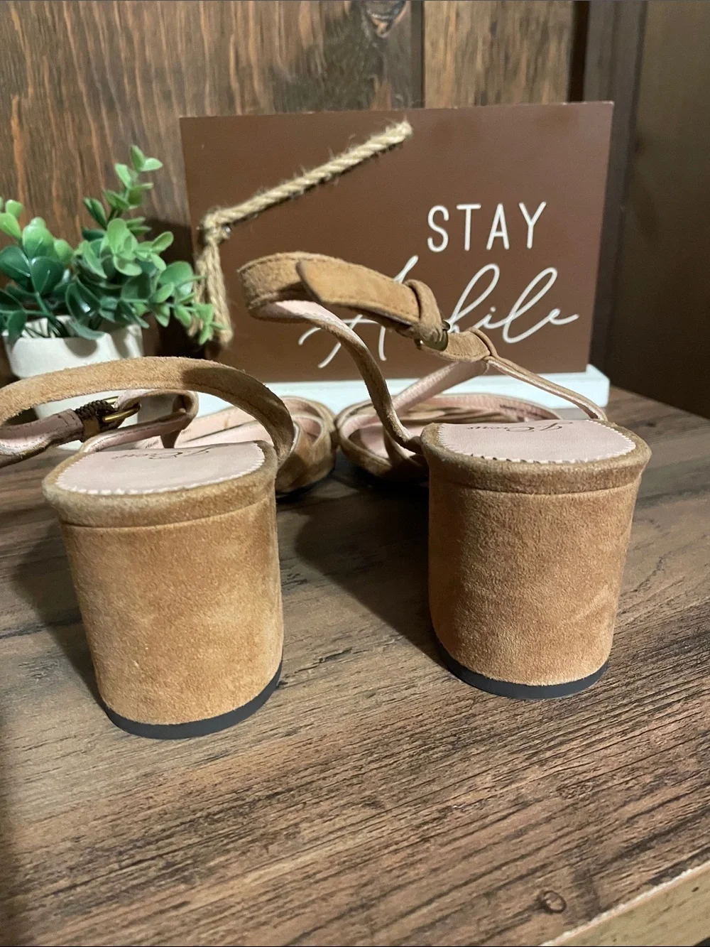 J. Crew Suede Leather Strappy Block Heel Sandals in Tan • Size 7